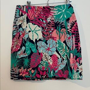 Talbots Tropical Leaf Print Pencil Skirt